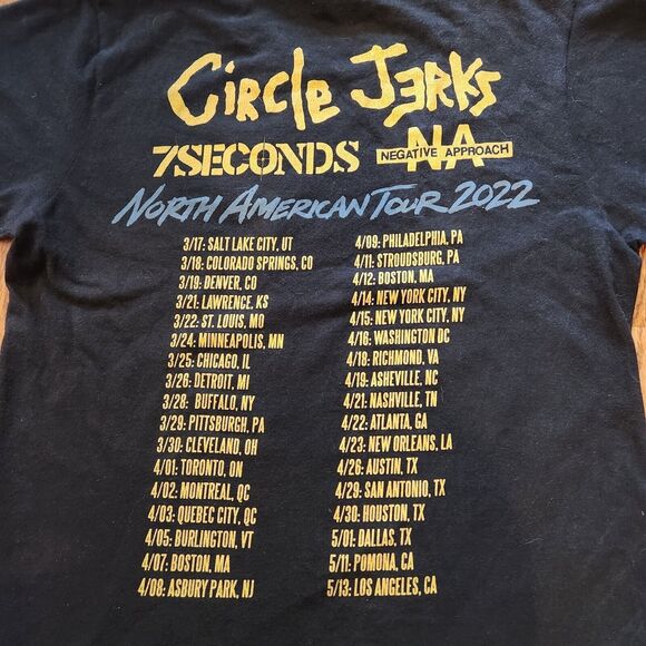 Circle Jerks North American Tour 2022 Concert Punk T-shirt Shirt Black Small S - Picture 3 of 8